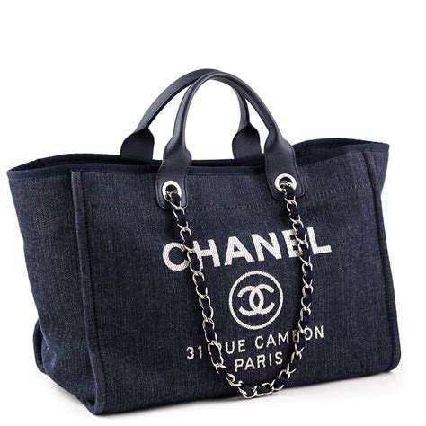 navy blue chanel handbag|chanel blue jean bag.